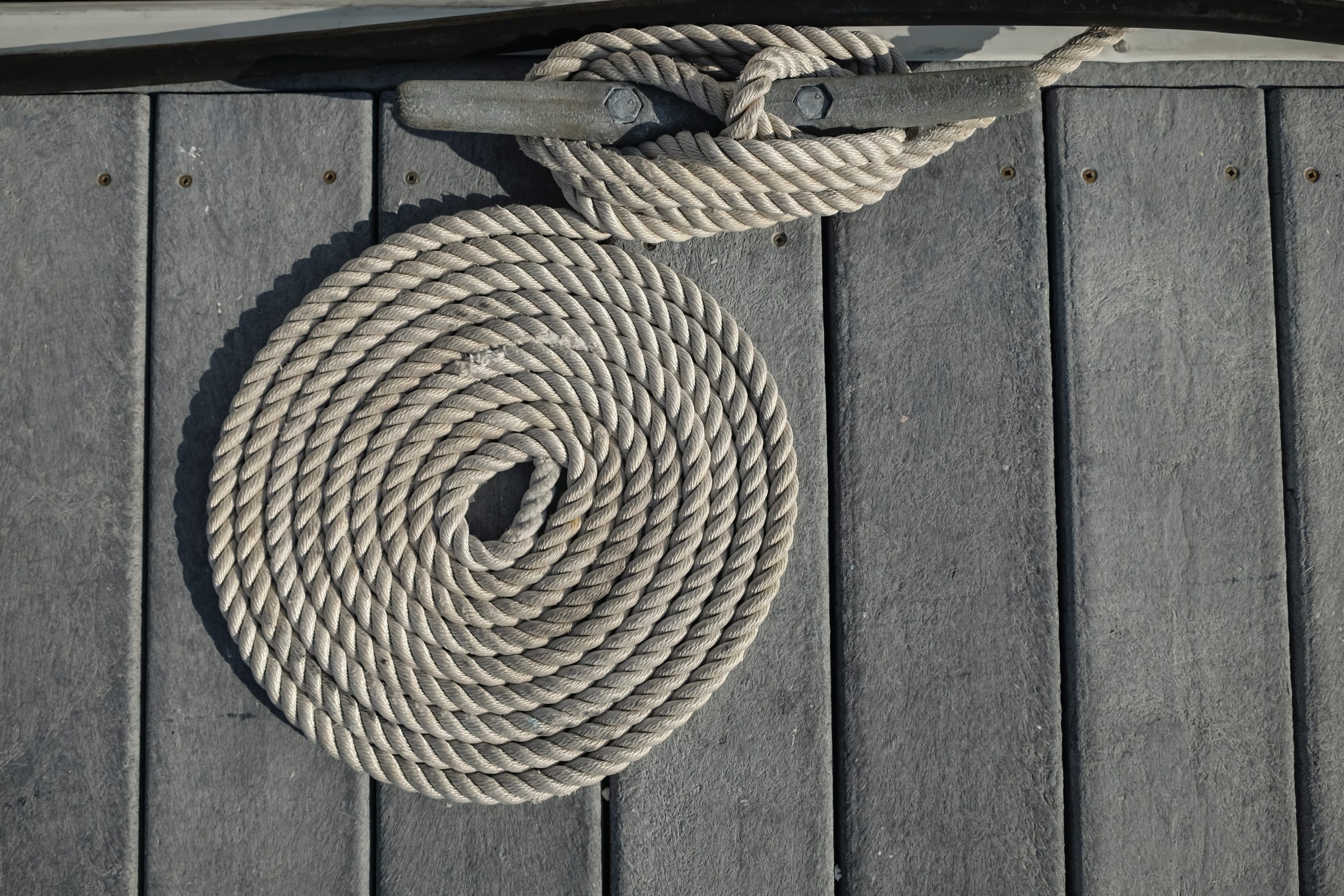 boat dock rope coiled up